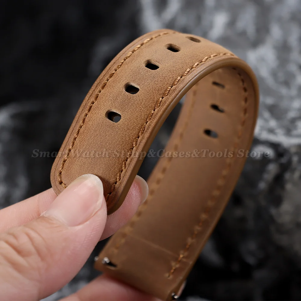 Vintage Brown Matte Leather Watch Band - Universal Quick Release