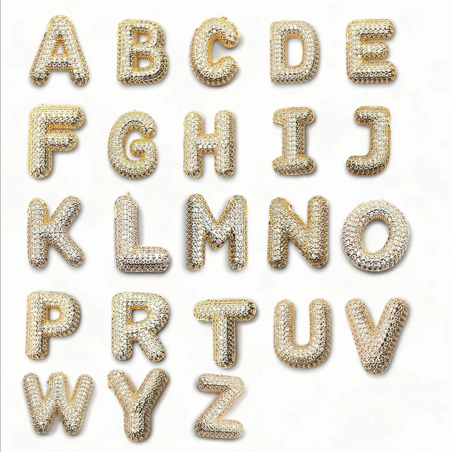 CZ Zircon Balloon Initial Necklaces Brass Gold Plated A-Z Alphabet Bubble Letter Pendant Necklace for Women Fashion Jewelry 5
