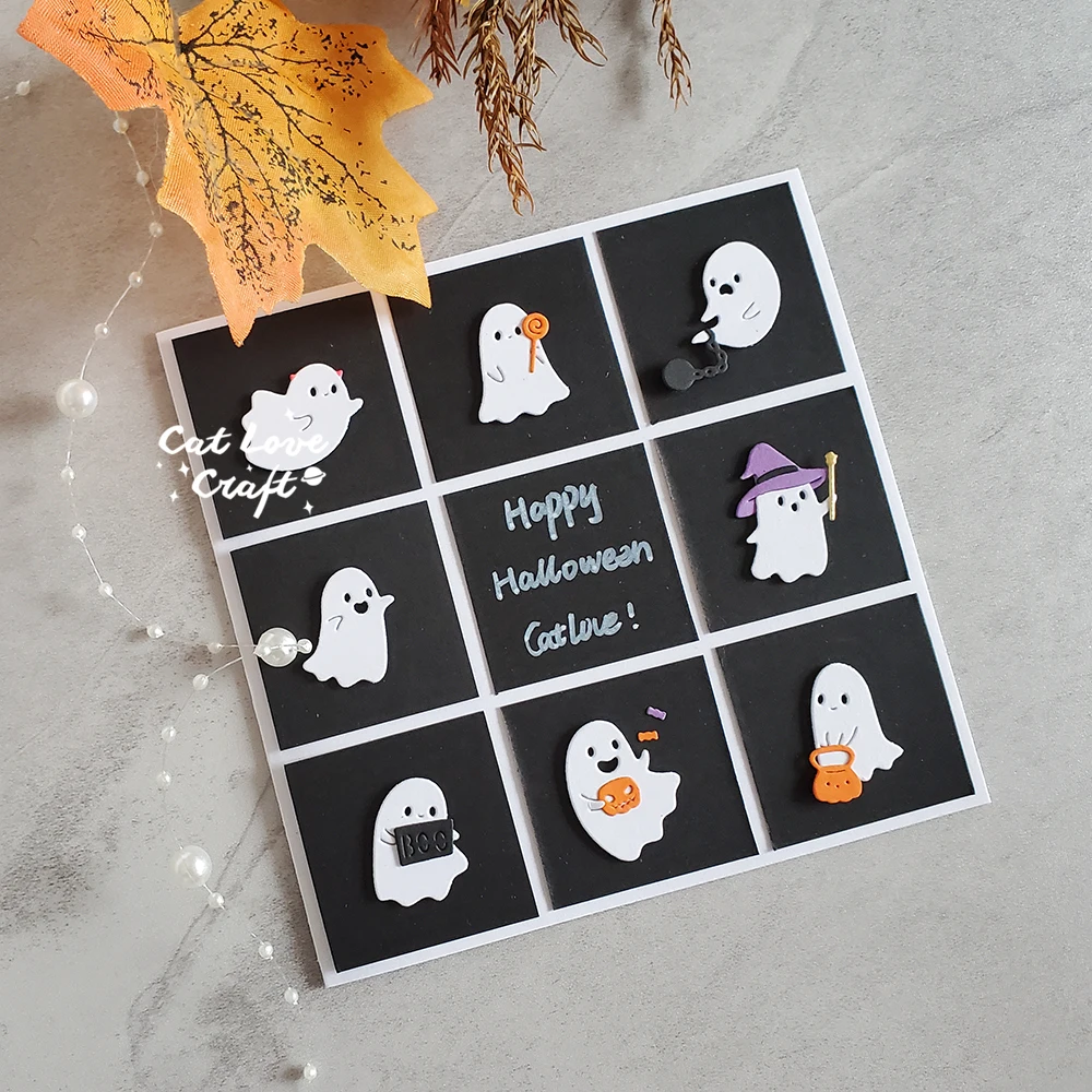 Description Picture 3 of itemCatlove Halloween Cute Ghost Metal Cutting Dies Scrapbooking Mold Stencil Die Cuts Card Making DIY Craft Embossing New Dies For