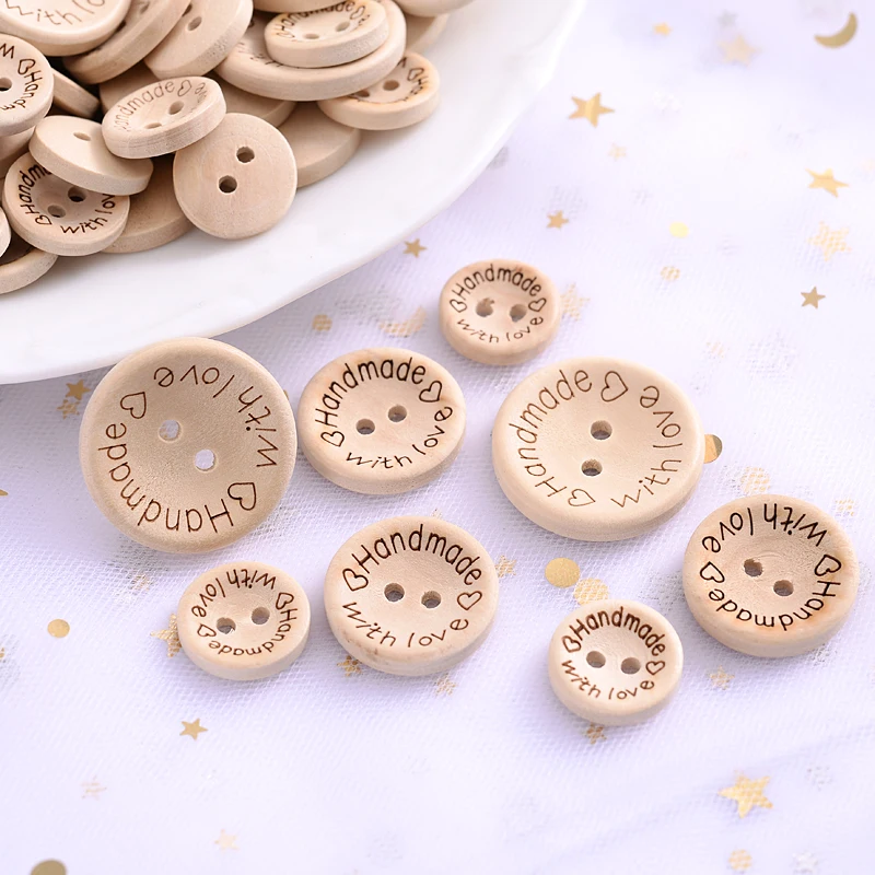 50 stücke 2 Löcher Natürliche Holz Knöpfe für Kleidung Dekorative Taste Diy Handgemachte 2 Ösen Bottons Nähen Zubehör3 – Detail 6