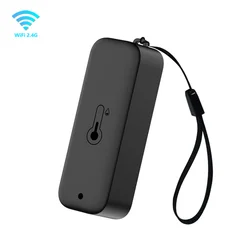 Smart WiFi Waterproof Temperature & Humidity Sensor with Remote App Control - Black Version