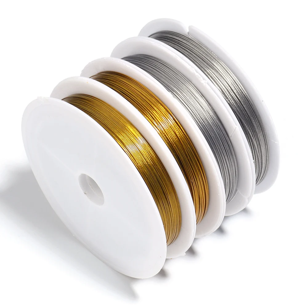 1롤/묶음 0.3-1mm 스테인리스 스틸 와이어 비딩 로프 코드 팔찌 목걸이 보석 DIY 공예 비딩 와이어 액세서리