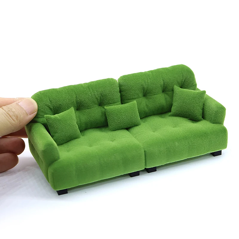Puppenhaus Simulation Beflockung Sofa Modell Puppenhaus Mini Wohnzimmer Möbel Dekoration Zubehör Pretend Spielen Spielzeug – Detail 3