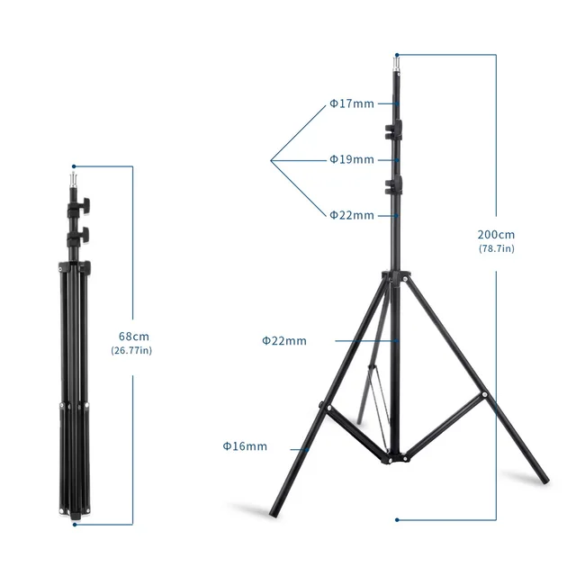 Selens 2M Light Stand Tripod with 1/4 Screw Head for Photography Photo Studio Softbox Video Flash Umbrella Reflector Lighting
