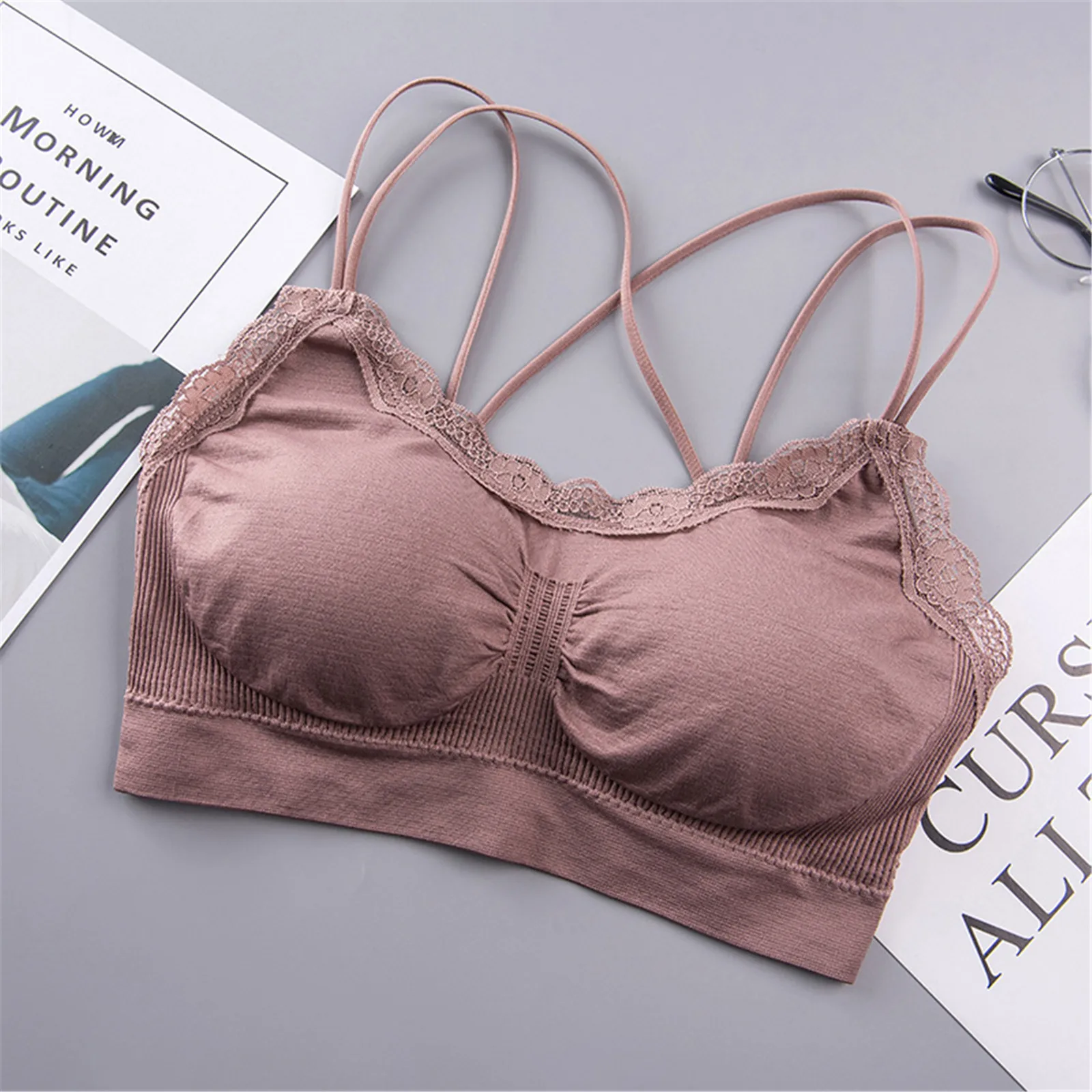 Women Cross Strap Sports Bra Push Up Sport Bra Top Yoga Gym Crop Top Brassiere Fitness Sport Breathable Beauty Back Bras