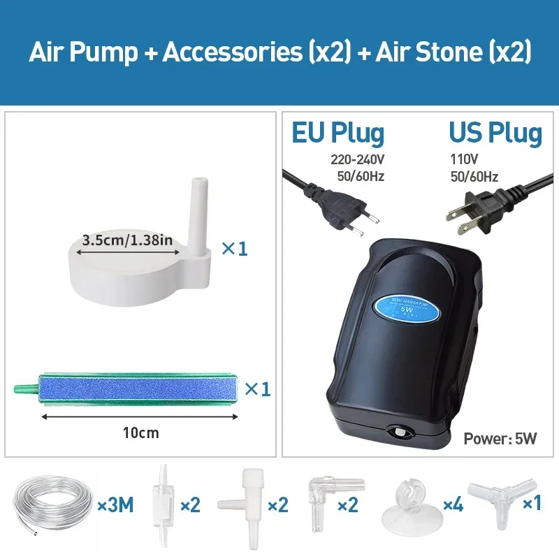 Silent Aquarium Air Pump with Adjustable Oxygen Flow | Quiet Operation