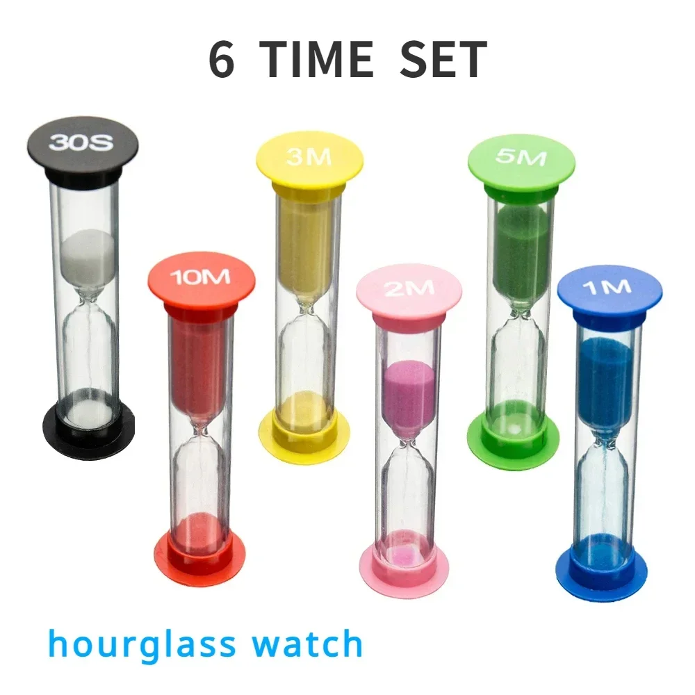 6 Pieces Sand Clock Hourglass Timer Color Home Garden 0.5/1/2/3/5/10 Minutes Bathroom Accessories Kitchen Hair Dryer Brush