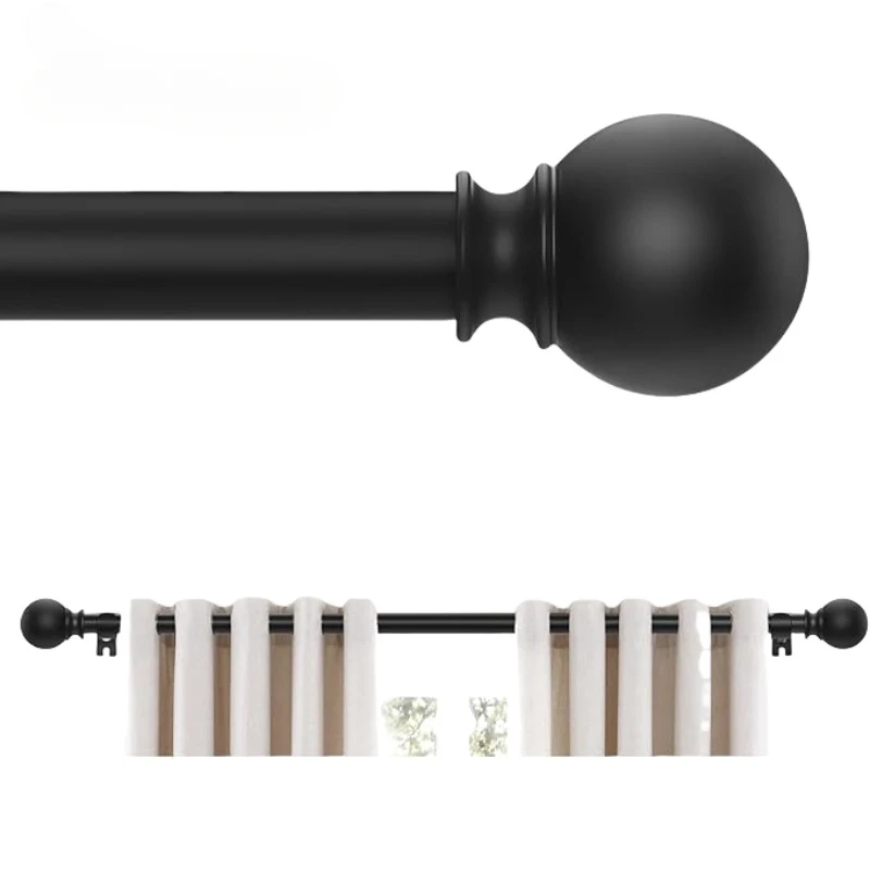 Thick Material Curtain Rods for Windows 5/8 Inch Decorative Curtain Rod Set White Splicing Duty Metal Rod with Brackets