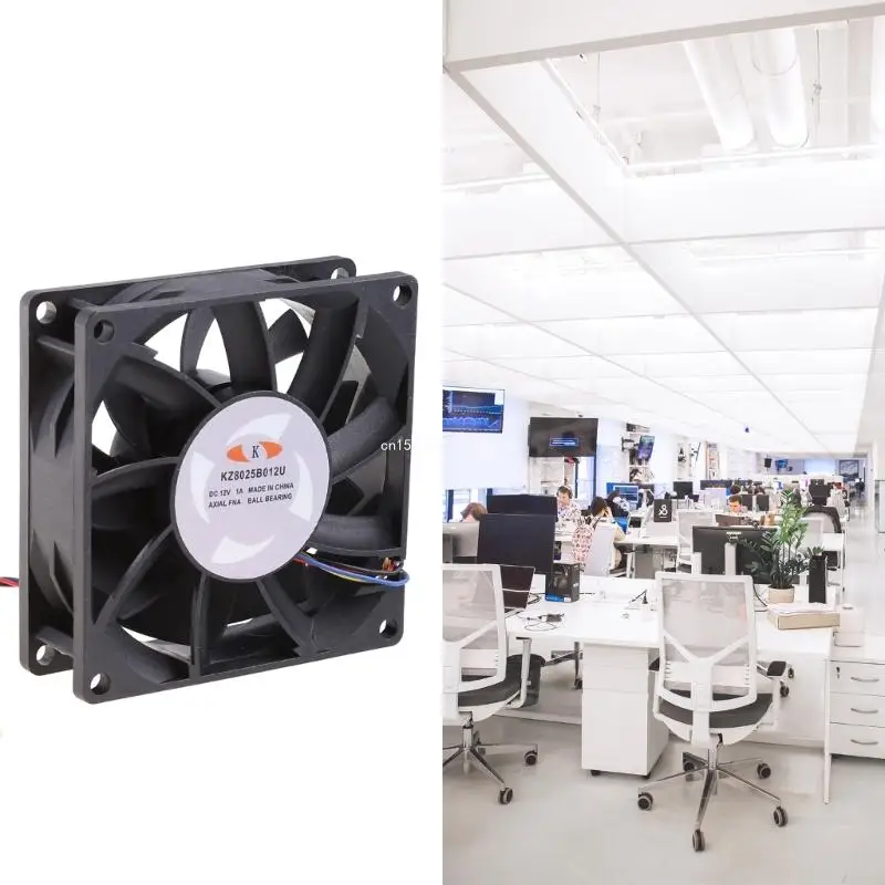 8025 볼 베어링 선풍기, KZ8025B012U 서버 냉각 선풍기, DC 12V, 1.00A, 80x80x25mm, 4 선 PWM 쿨러, 8cm, 80mm