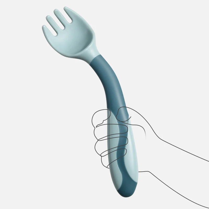 2Pcs/set Food Feeding Tableware Cutlery Utensil Cute Silicone Bendable Spoon Fork Item for Children Baby Newborn Accessories