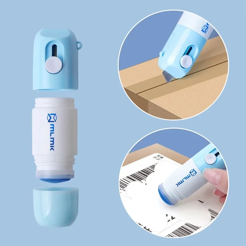 2 In 1 Thermal Paper Correction Fluid with Knife Parcel Box Opener Home Anti Peep Identity Information Privacy Protector Eraser