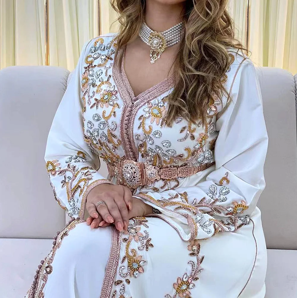Sunspicems – ceinture marocaine Chic pour femmes, couleur or argent, strass, chaîne de taille réglable, ceinture de Caftan de mariée, bijoux de mariage