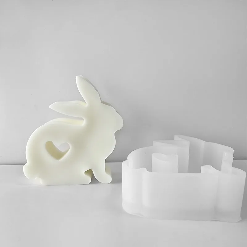 

Heart Rabbit Candle Silicone Mold Bunny Aromatherapy Soap Plaster Gypsum Resin Epoxy Molds Chocolate Fondant Cake Baking Tools