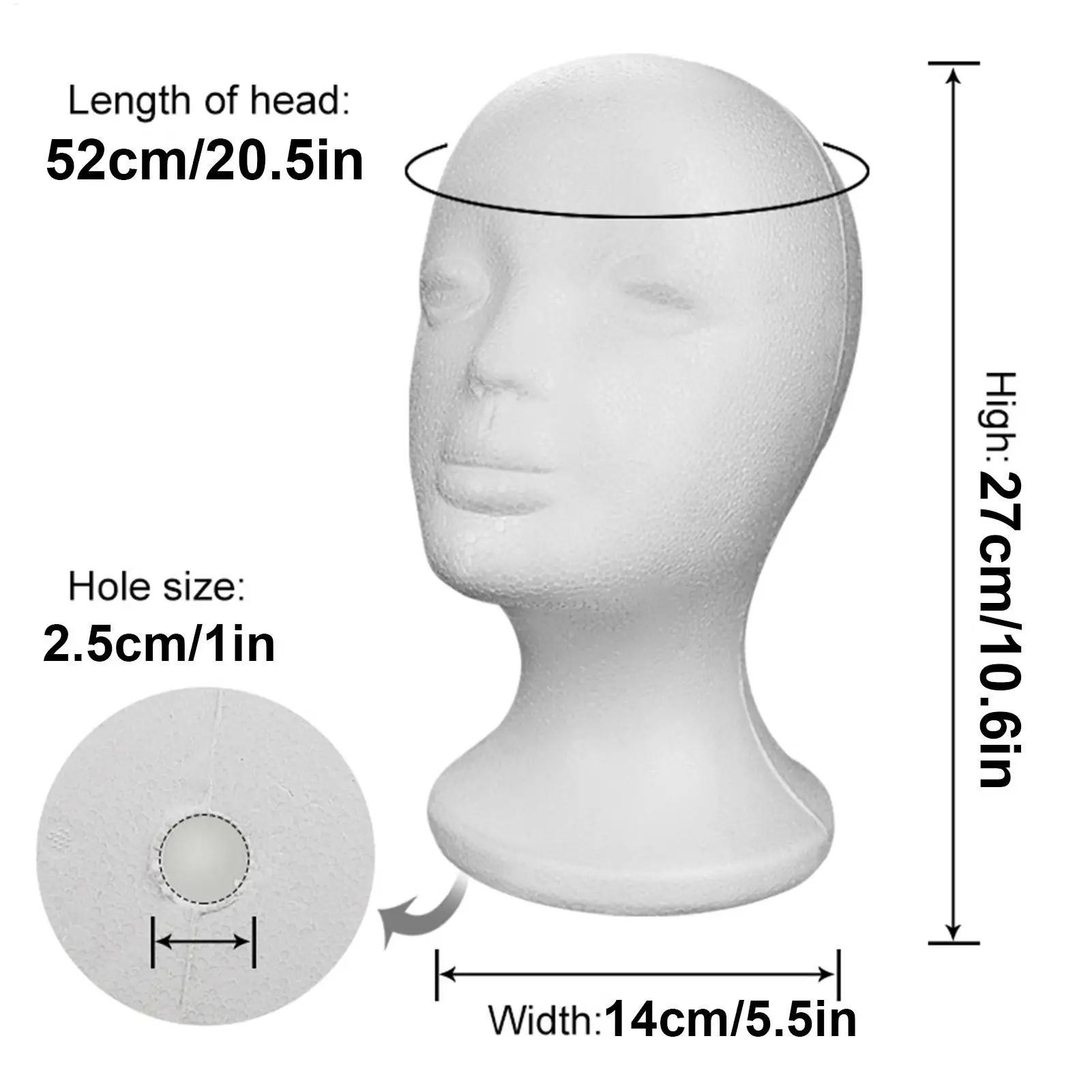 Foam Wig Head Model Mannequin Dummys Wig Glasses Hat Display Stand Rack Hairpieces Stand Holder Female Head Model Wig Display