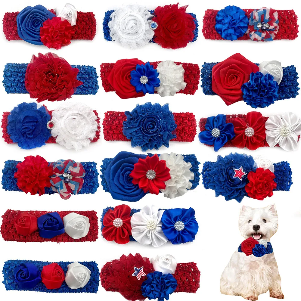 50Pcs Pet Dog Bows Pet Cat Dog Pet Bow Tie Bandana 4th of July Small Dog Grooming Accessories Large Dog Holiday Supplies 2