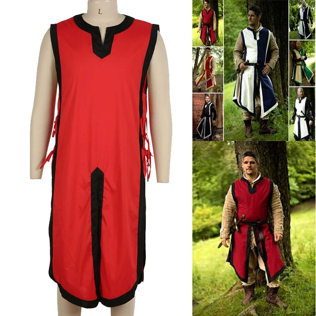 Disfraz Medieval renacentista sin mangas, Túnica, chaleco, traje de hombre,  surbardo, disfraz de guerrero de Halloween, Tabard para adultos - AliExpress