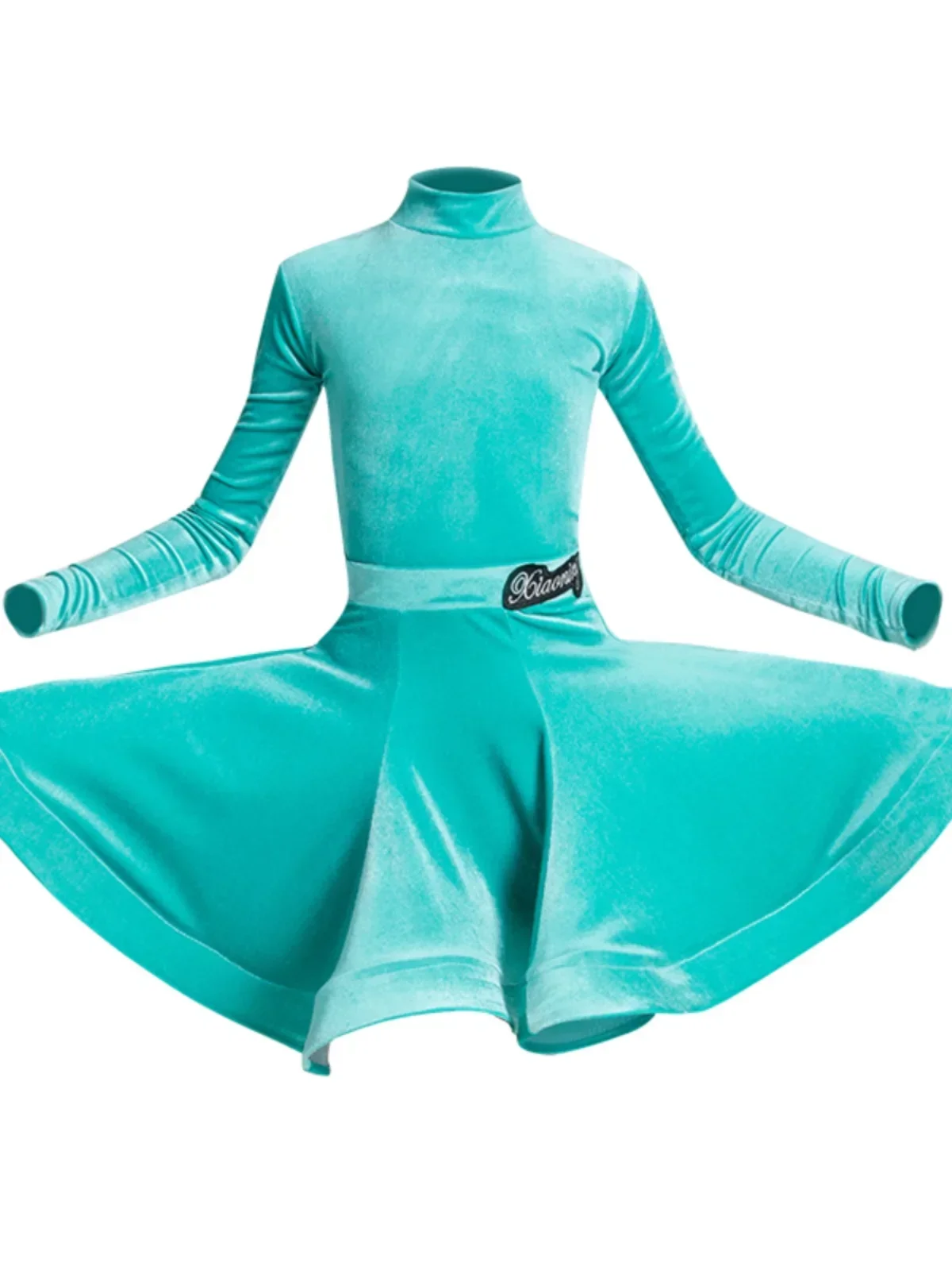 Autumn Winter Velvet Children's Latin Dance Training Costume Long Sleeve Grading Competition Dress