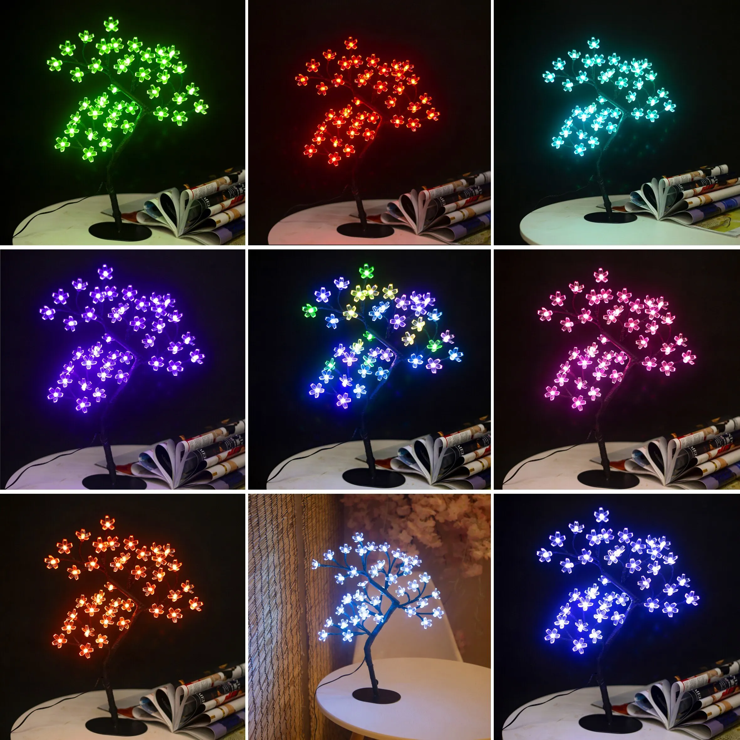 Albero Di Ciliegio Illuminato, 24 Luci a LED, Fiori Di Ciliegio