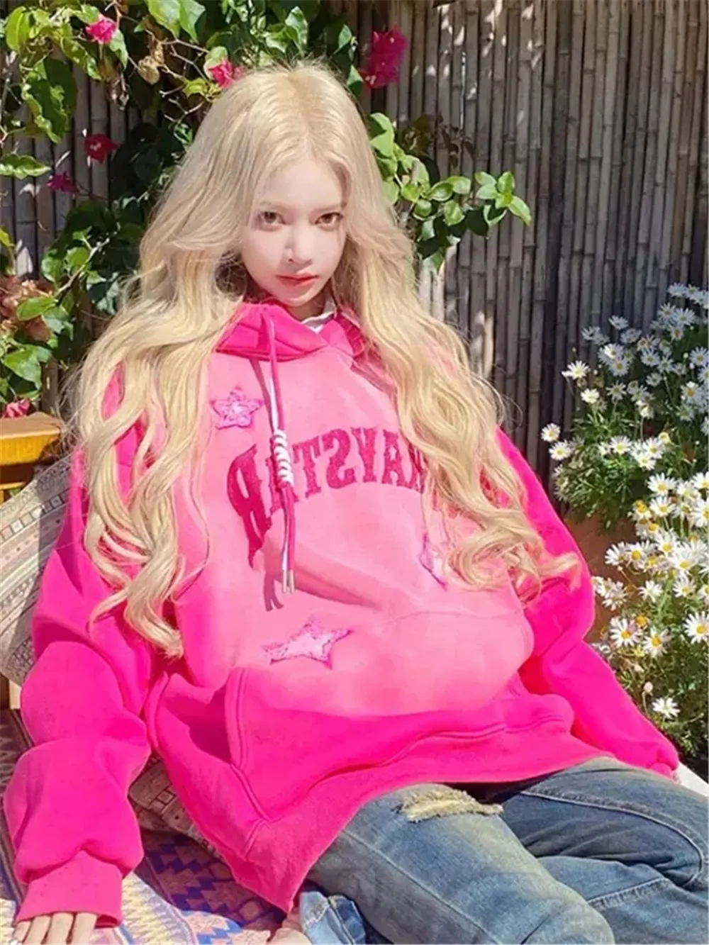 TrendWoman ClothingAmerican Red Retro Hooded Hoodie Women Spring Autumn 2024 New Fashion Spice Girl Style Thin Nich