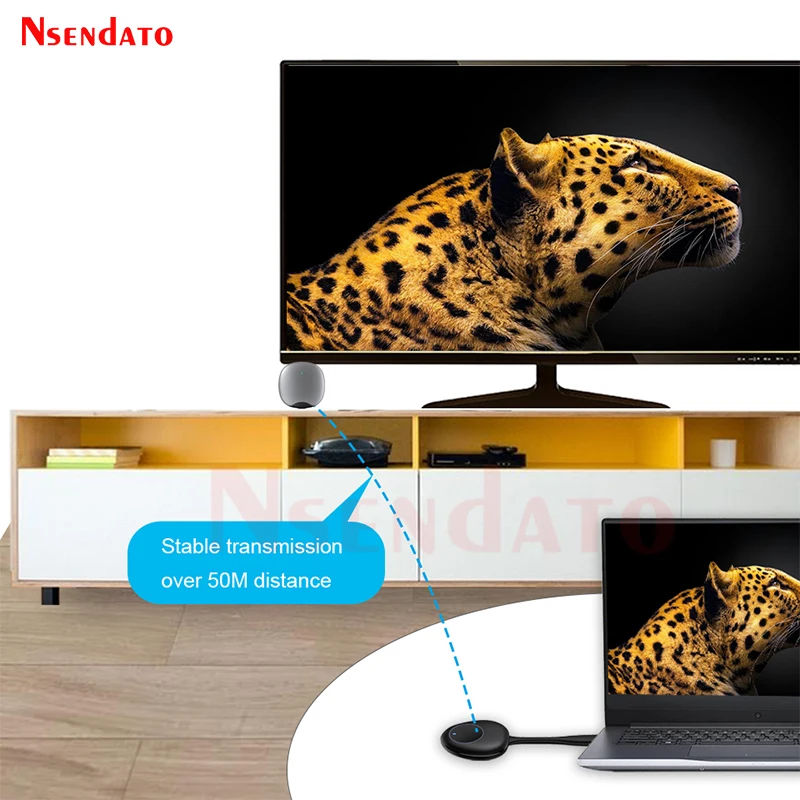50M Wireless HDMI-compatible Transmitter and Receiver Enterprise 4K Extender Kit Display TV Stick Adapter Dongle For PC Monitor