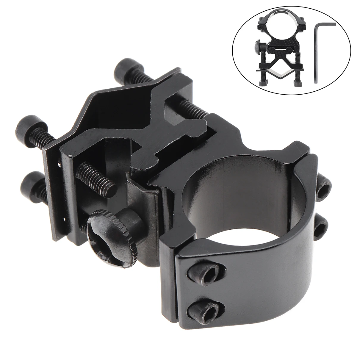 25mm Ring and 20mm Rail Mounted Flashlight Bracket Plastic Cycle Bike Front Torch LED Headlight Clamp Clip Bracket