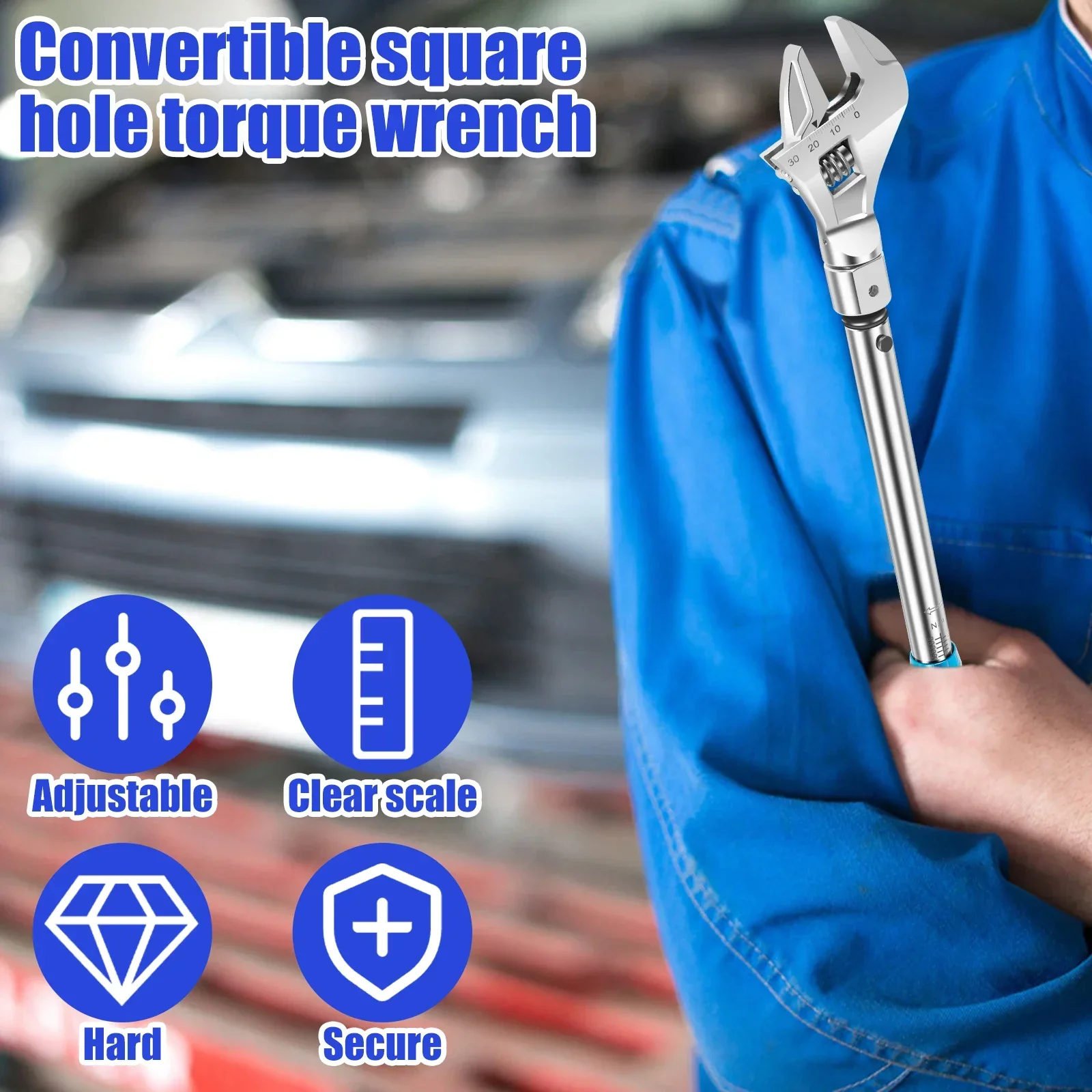 Open Wrench 5 to 60 Nm Adjustable Torque Wrench with Changeable Head Multifunc Hand Repair Tool for Car Refrigeration System