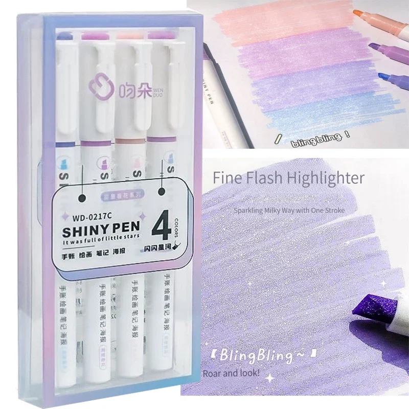 반짝이 귀여운 글리터 하이라이터 마커, 노트 촬영 플래너, 성서 일기장, 일본 ..