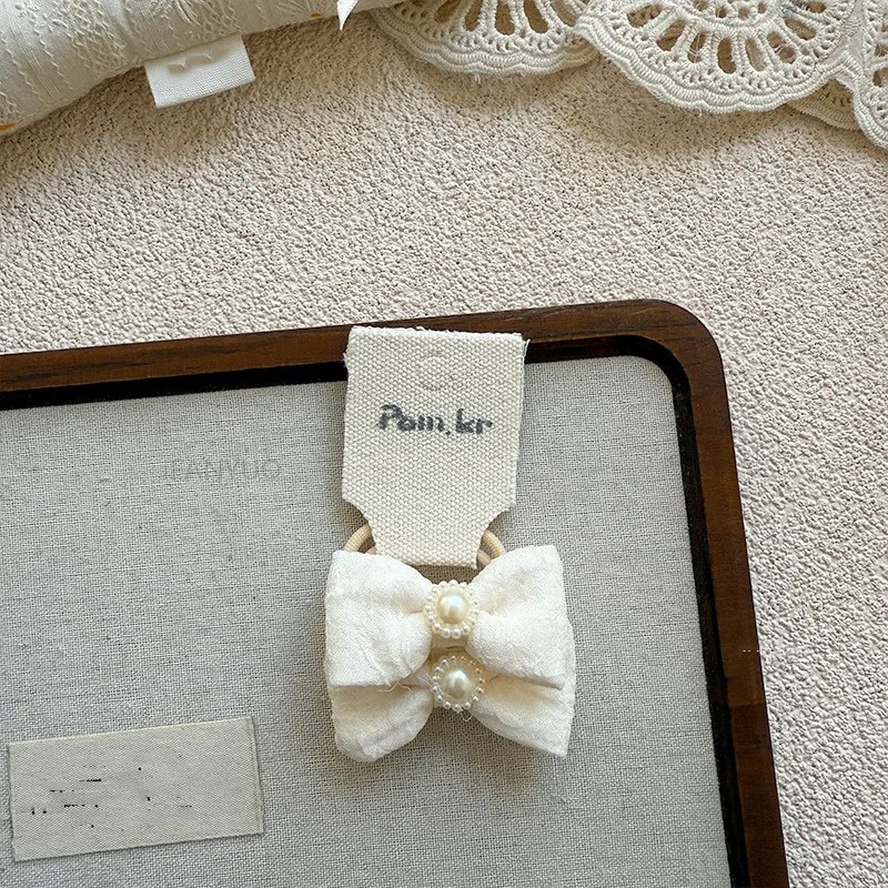 Baby Hair Band Girls White Ties Bows Elastic Rubber Headwear Exquisite Sweet Kids Baby Versatile Lace High Elasticity Hair Rope