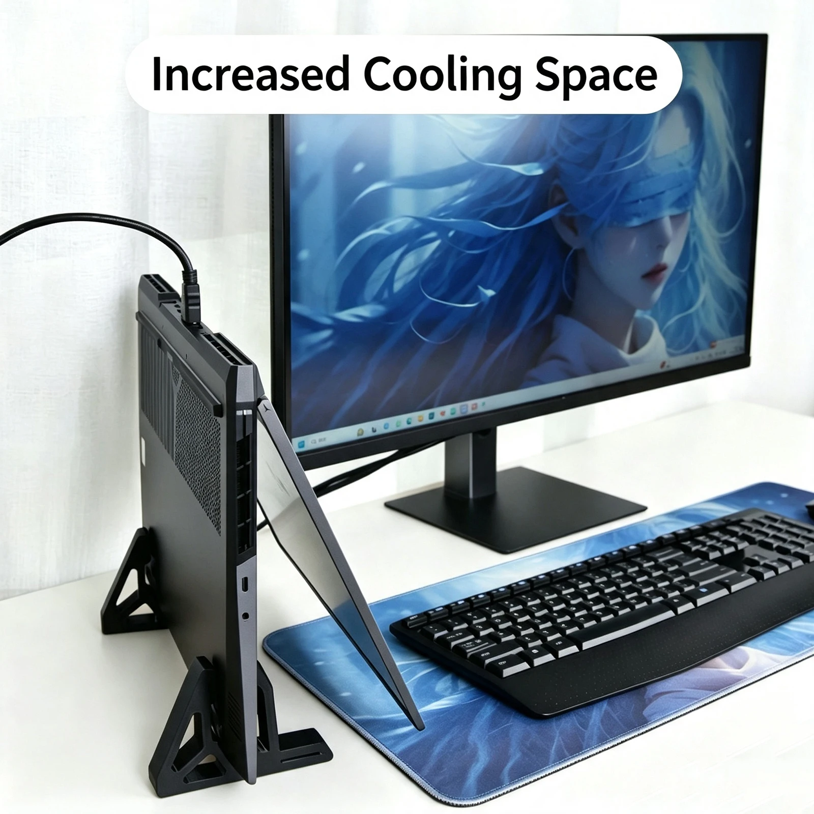Space-Saving Vertical Laptop and Device Stand with Anti-Slip Features