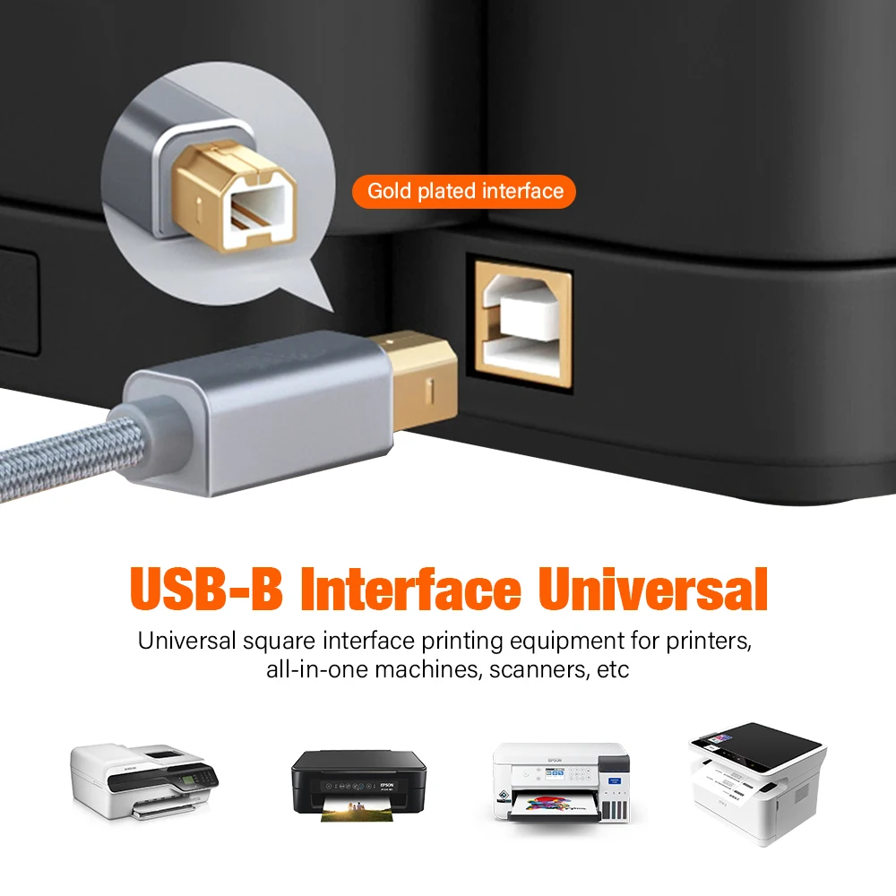 USB-C to USB-B 2.0 Printer and Scanner Cable - Versatile Lengths Available