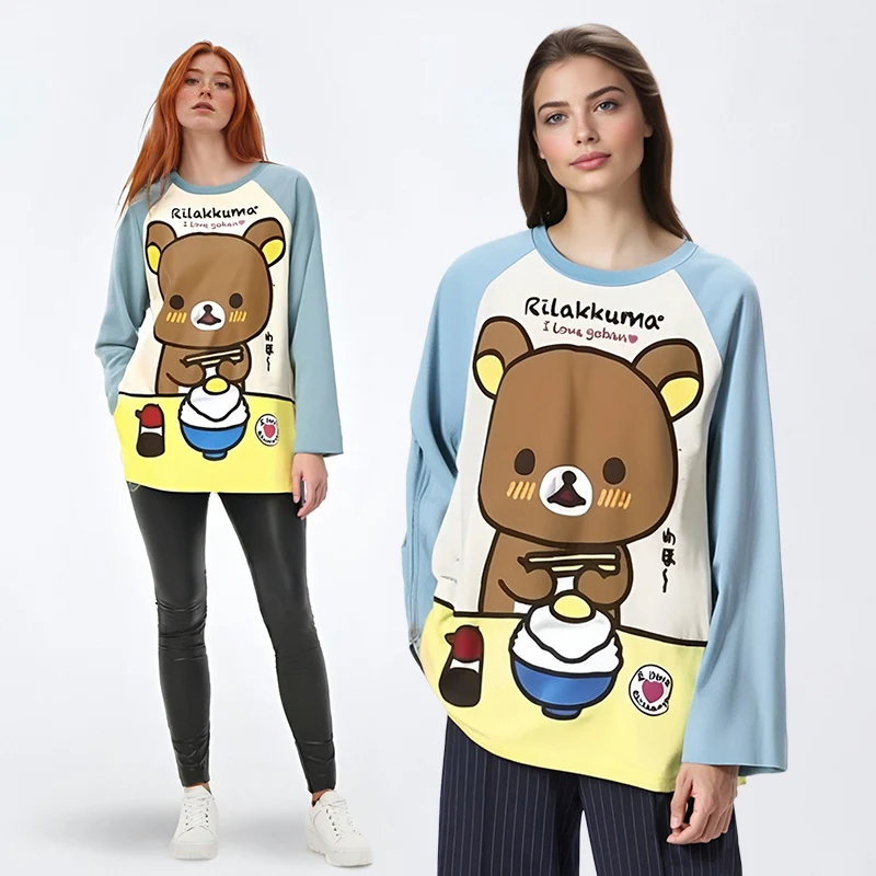 Women Long Sleeve T Shirt Casual Cartoon Print Anime