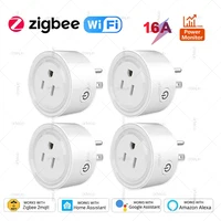 16A สมาร์ท US Plug Zigbee 3.0/WiFi ซ็อกเก็ต Power การตรวจสอบฟังก์ชั่นจับเวลาใช้งานร่วมกับ Alexa Home Assistant Zigbee2mqtt 1