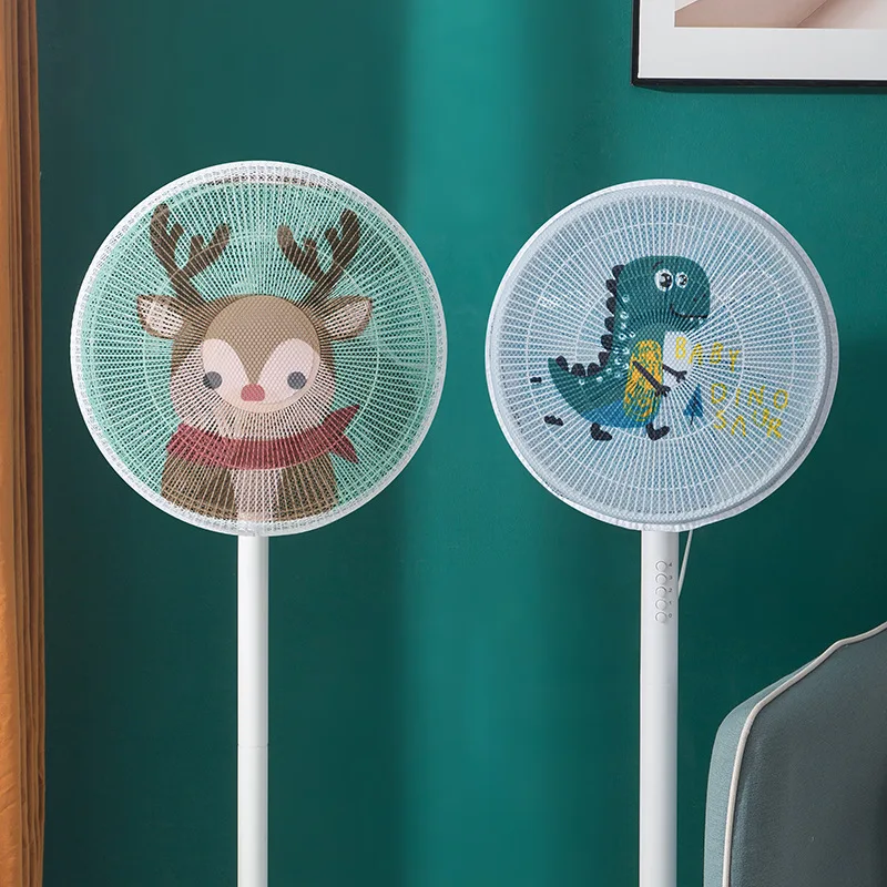 Anti-pinch Fan Safety Mesh Child Safety Cover Fan Protection Net Cover Cartoon Dust Stand Floor Dust