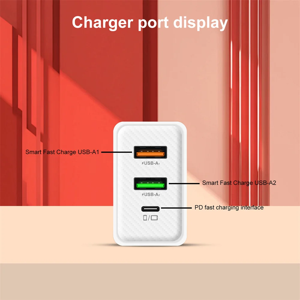 48W 3 Ports USB C PD Fast Charger For iPhone 16 17 15 14 13 12 Pro Max Xiaomi Samsung Huawei Quick Charge EU US UK Plug Adapter