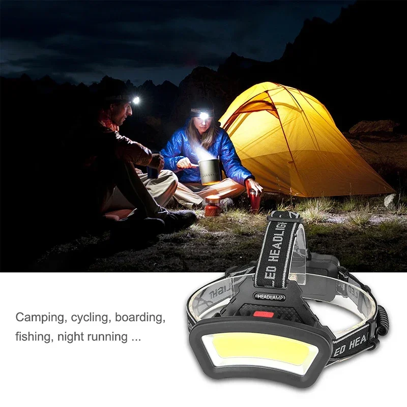 헤드 라이트 LED USB 충전 강력한 헤드 손전등 센서 라이트 장거리 경고 전조등 방수 캠핑 COB 라이트 토치
