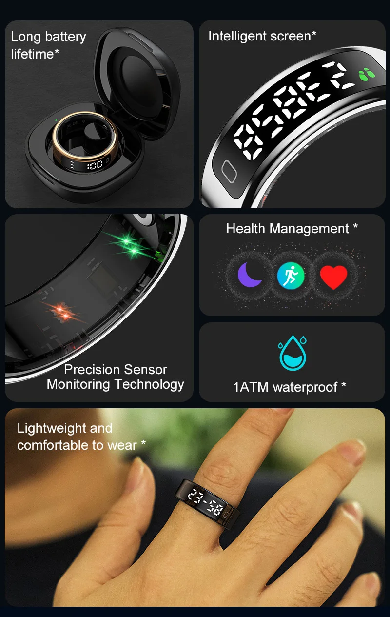NEW R11C Smart Ring Heart Rate Blood Oxygen Sleep Monitoring Multi Sports Mode R