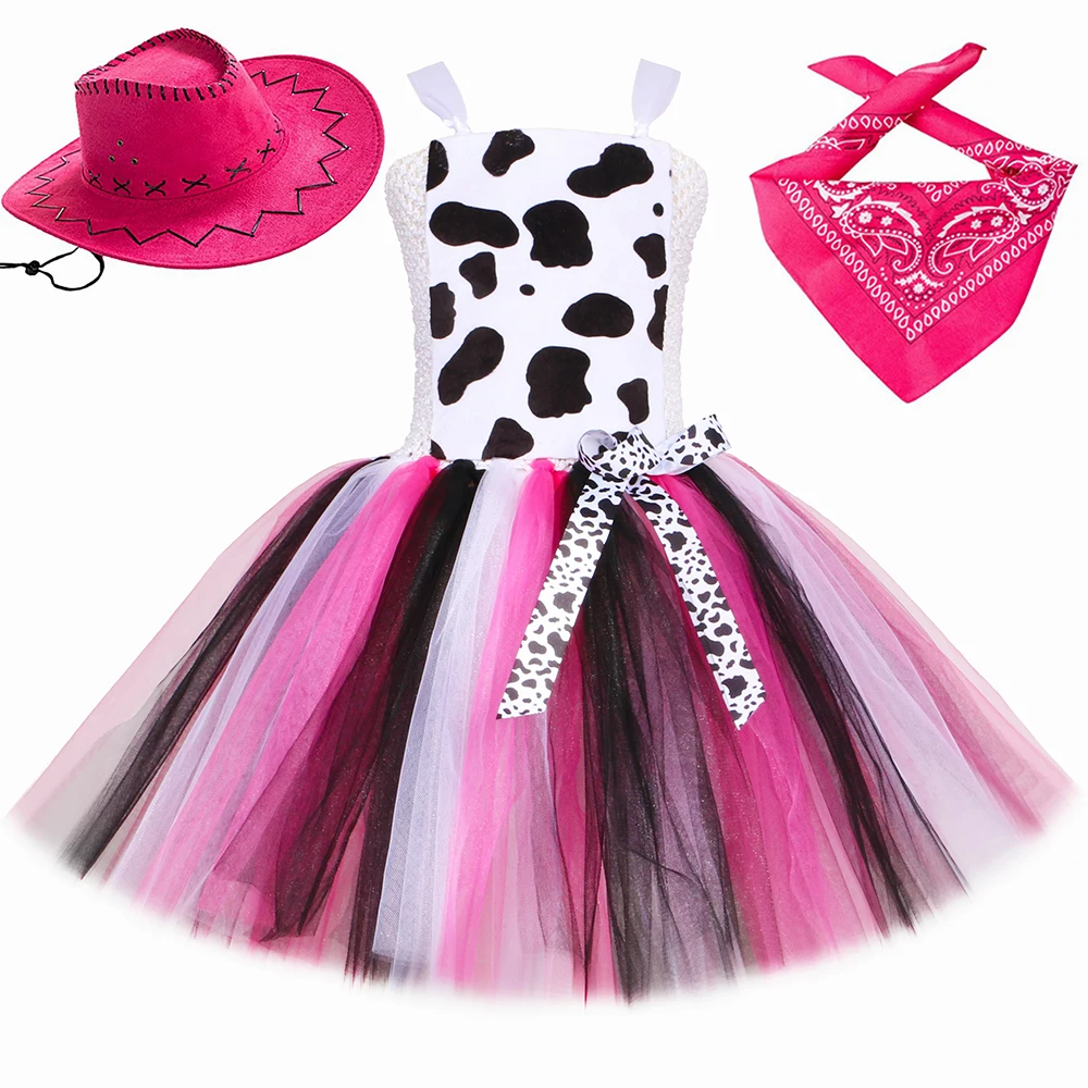 

Cowgirl Costume For Girls Halloween Christmas Party Dresses Western Cowboy Cow Cosplay Princess Tutu Dress Kids Fancy Clothes
