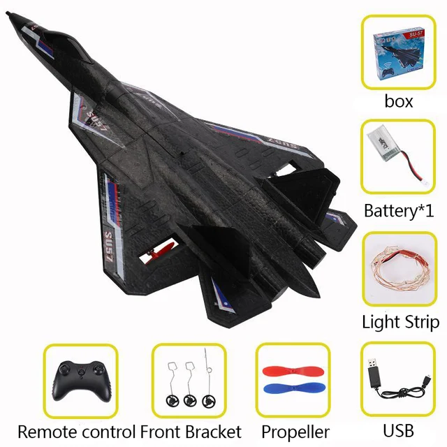 2022 New Rc Plane SU 57 Radio Controlled Airplane with Light Fixed Wing Hand Throwing Foam Electric Remote Control Plane 5