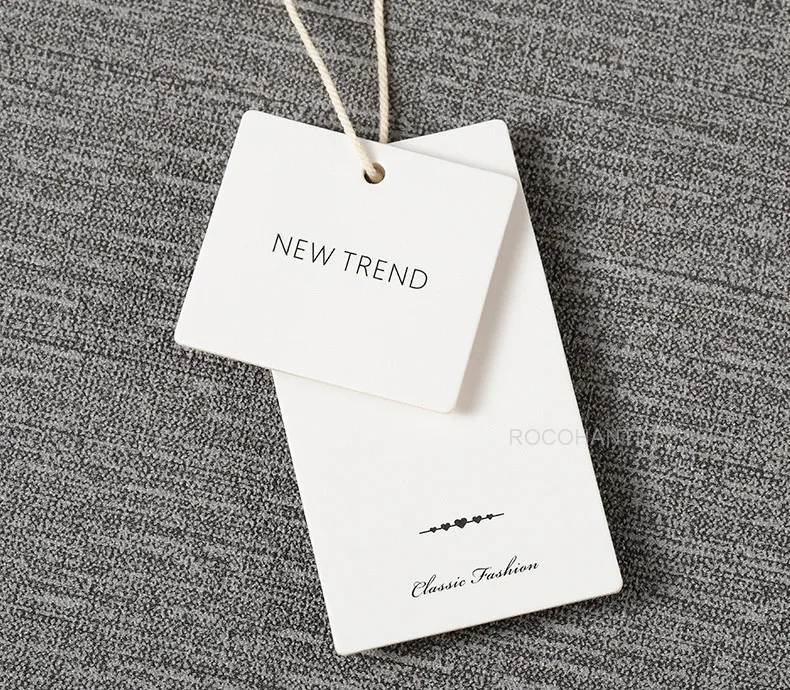 Description Picture 4 of item200pcs Cheap Custom Design Printing Brand Name Logo Paper Garment Hangtag Labels Clothing Hang Tags Clothes Tag with String