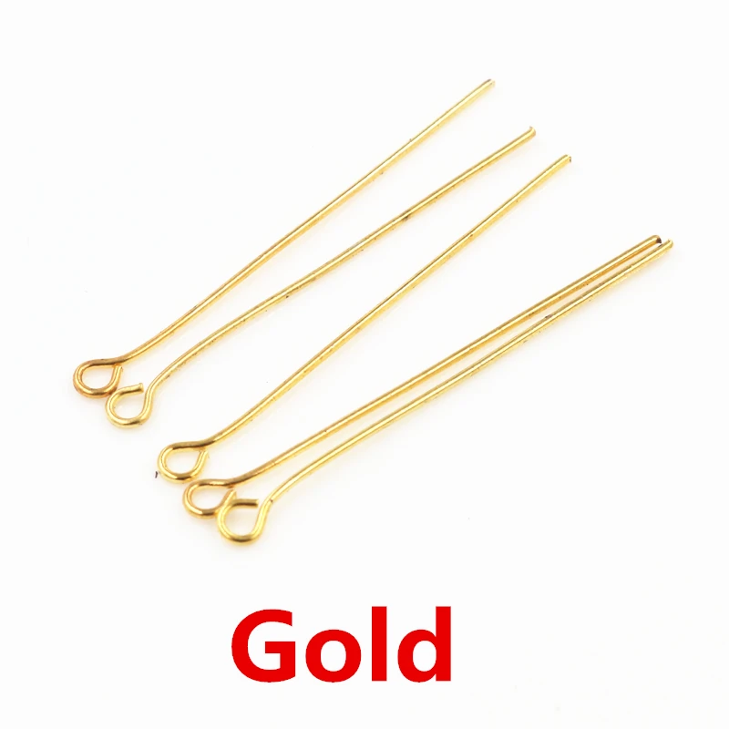 16 20 25 30 35 40 45 50mm Eye Head Pins 200pcs/bag Classic 7 colors Plated For Jewelry Findings Making DIY Supplies