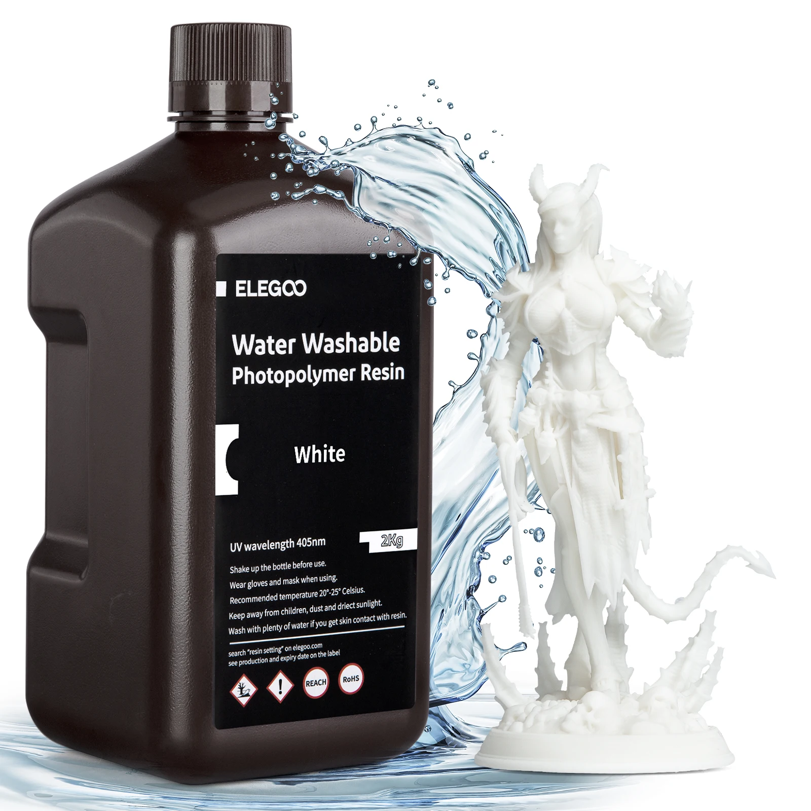 White Resin Water Washable - Plant Based Biodegradable 1kg Grey 3D Printer  Resin