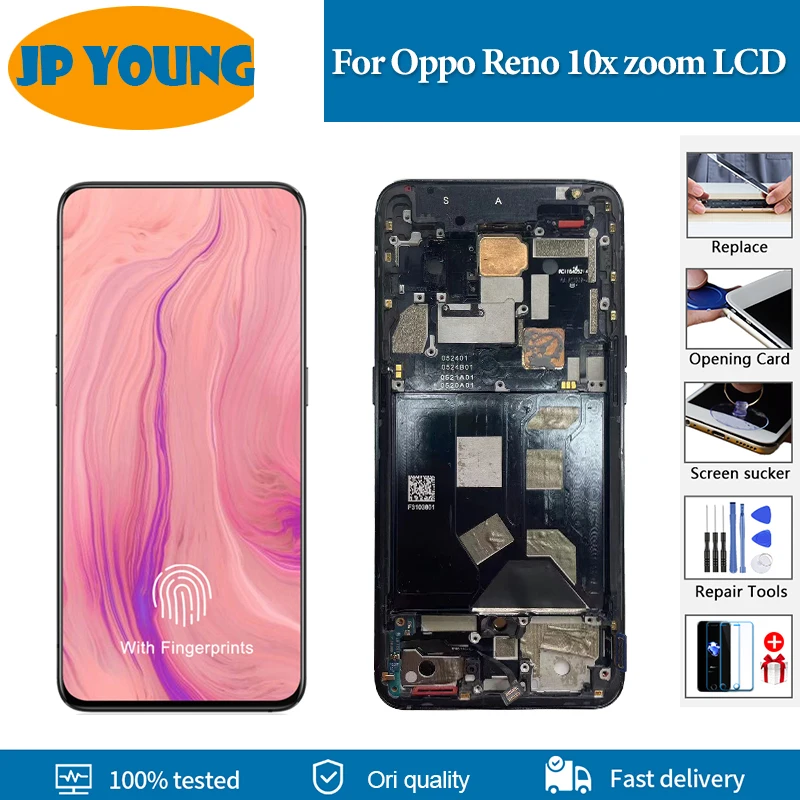 Oppo Reno용 OLED LCD 디스플레이, 터치 스크린 디지타이저 어셈블리, Reno10X 줌 교체 부품, CPH1919 PCCM00, 6.6 인치