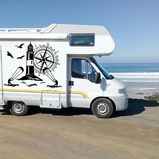 Large Lighthouse Kitesurfer Wind Rose Camper RV Car Truck Sticker