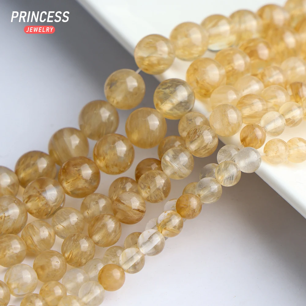 A++ Natural Citrine Yellow Watermelon Quartz Loose Beads for Jewelry Making Bracelet Stone Beads DIY Accessorie 4 6 8 10 12mm 6