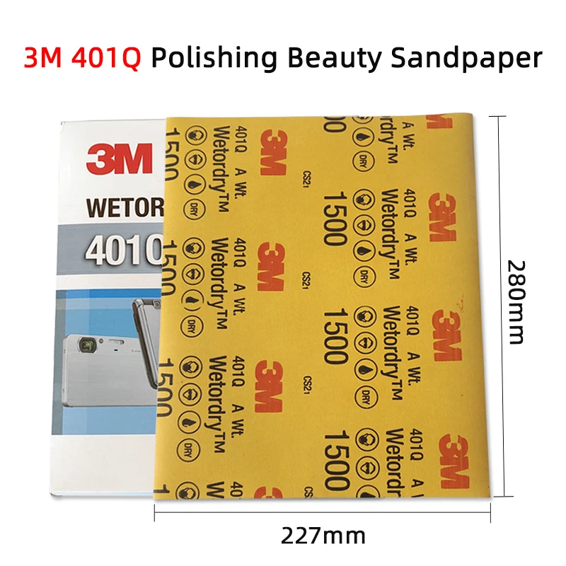 3m 401q Beauty Sandpaper 1500/2500 Grit 227×280mm Car Paint Surface