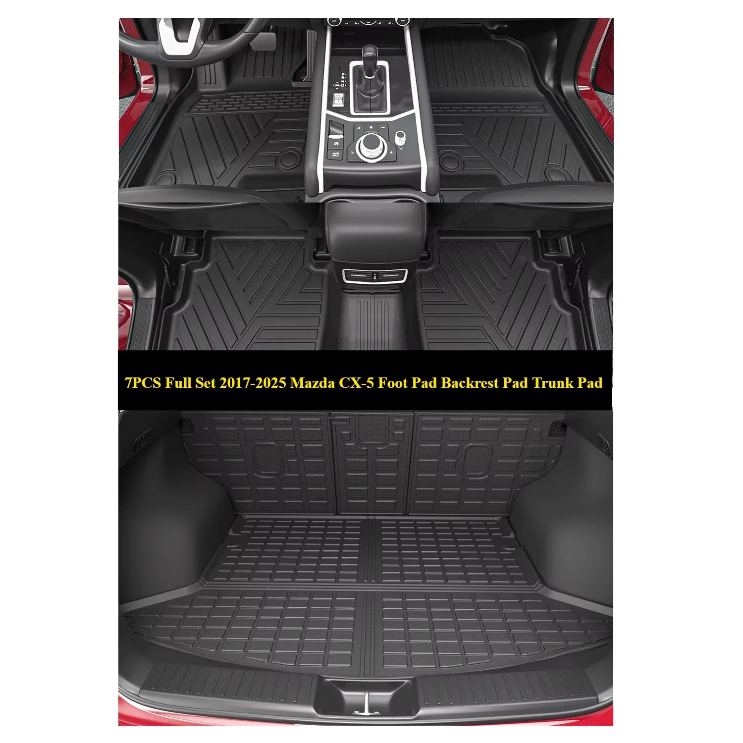 For Mazda CX-5 2017-2024 TPE Floor Mats & Cargo Liners, All Weather Protection Anti-Slip Trunk Mats, Backrest Liners & Foot Pads - 34 - View #6
