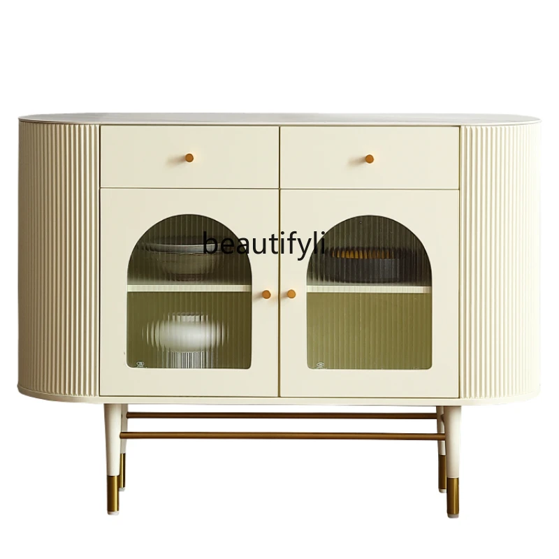 

yj Light Luxury Stone Plate Sideboard Cabinet Home Storage Cabinet Integrated Wall French Locker
