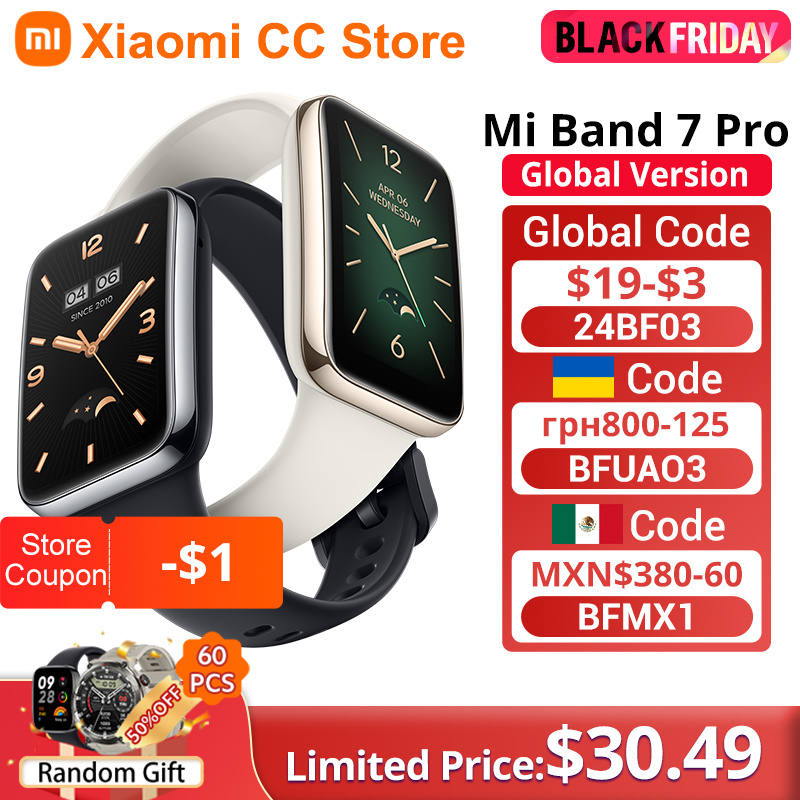 [World Premiere] Global Version Xiaomi Band 7 Pro 1.64'' AMOLED Curved Screen GPS Blood Oxygen 12Day Battery Smart Band 7 Pro