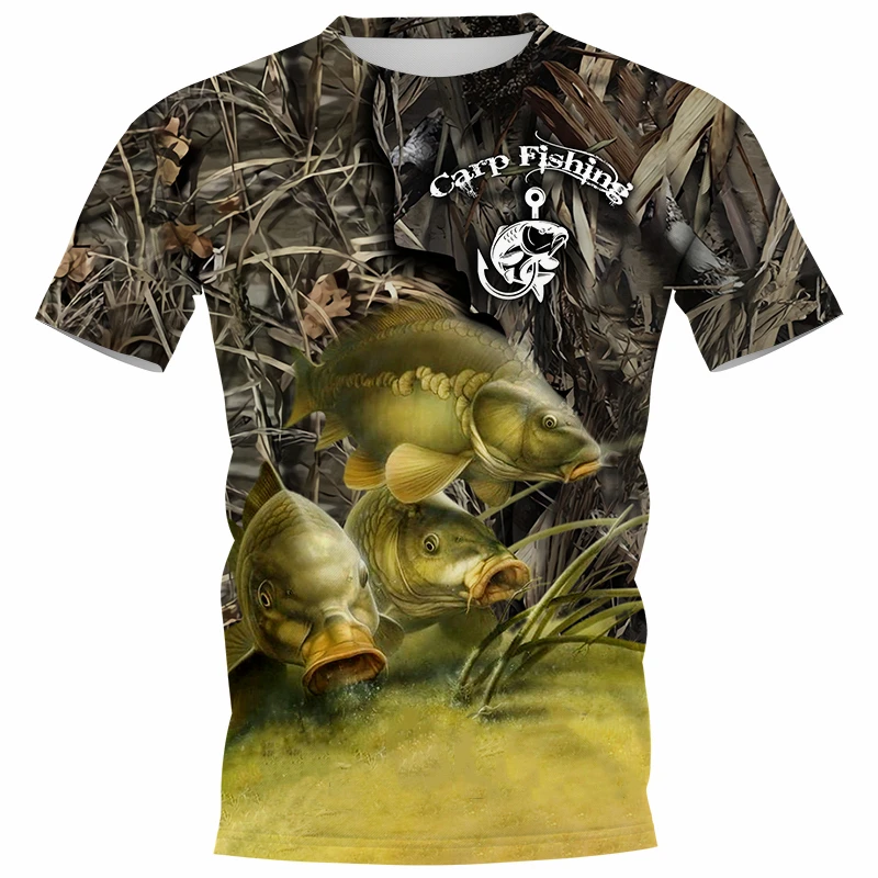 Carp Fishing Tee Shirts Men's Fishing Tee Shirt Catfish Shirts Fishing 2023 Summer