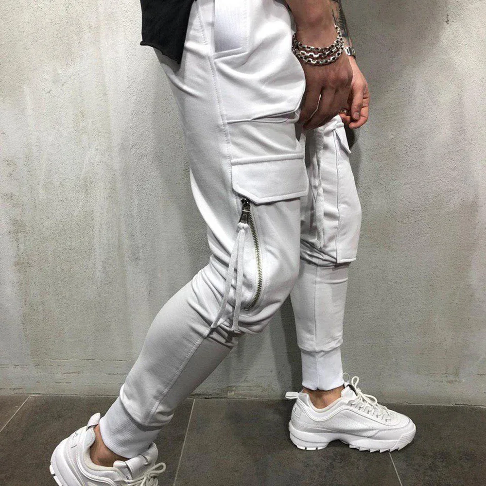 Fashion Multi Pocket Cargo Pant for Men Drawstring Sweatpant Trousers Sport Jogger Pants Streetwear Male Slim Casual Sports Pant